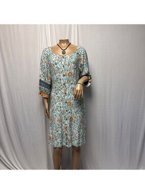 Esqualo Floral Dress Womens Small Boho Button Front Cottagecore Feminine Comfy